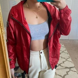 Red bomber jacket